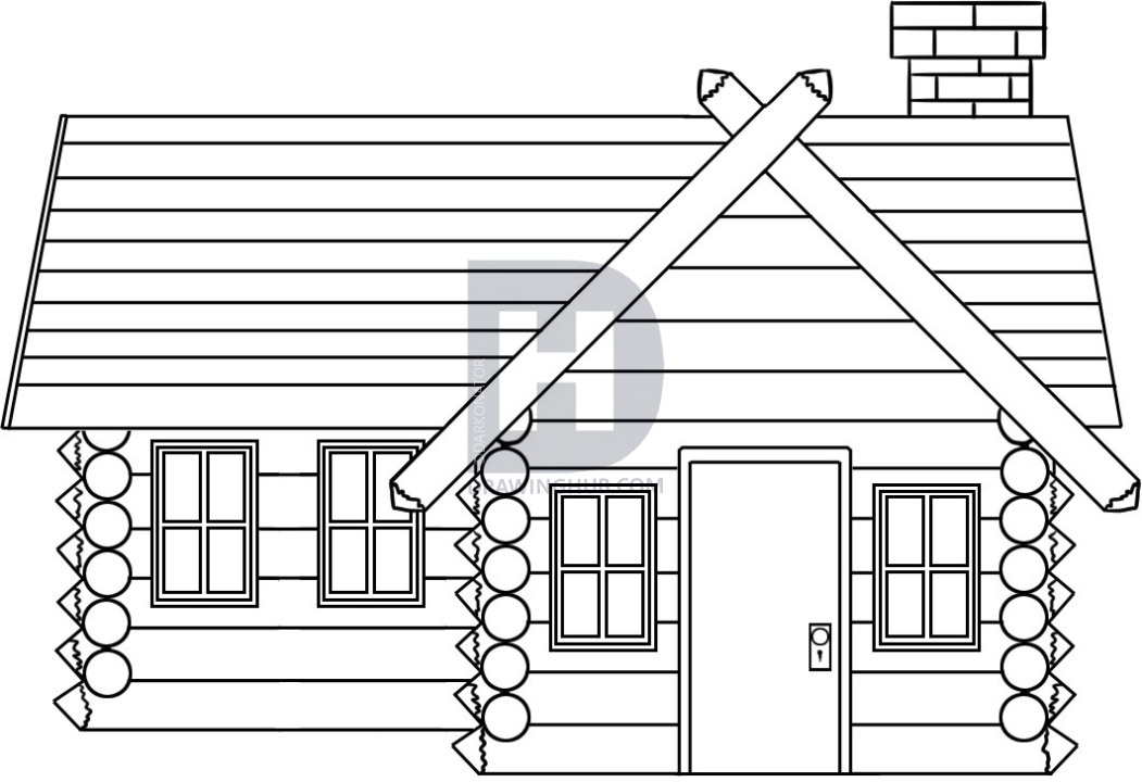 1051x720 How To Draw A Log Cabin House, Step By Step, Drawing Guide, By - Log Cabin Sketch