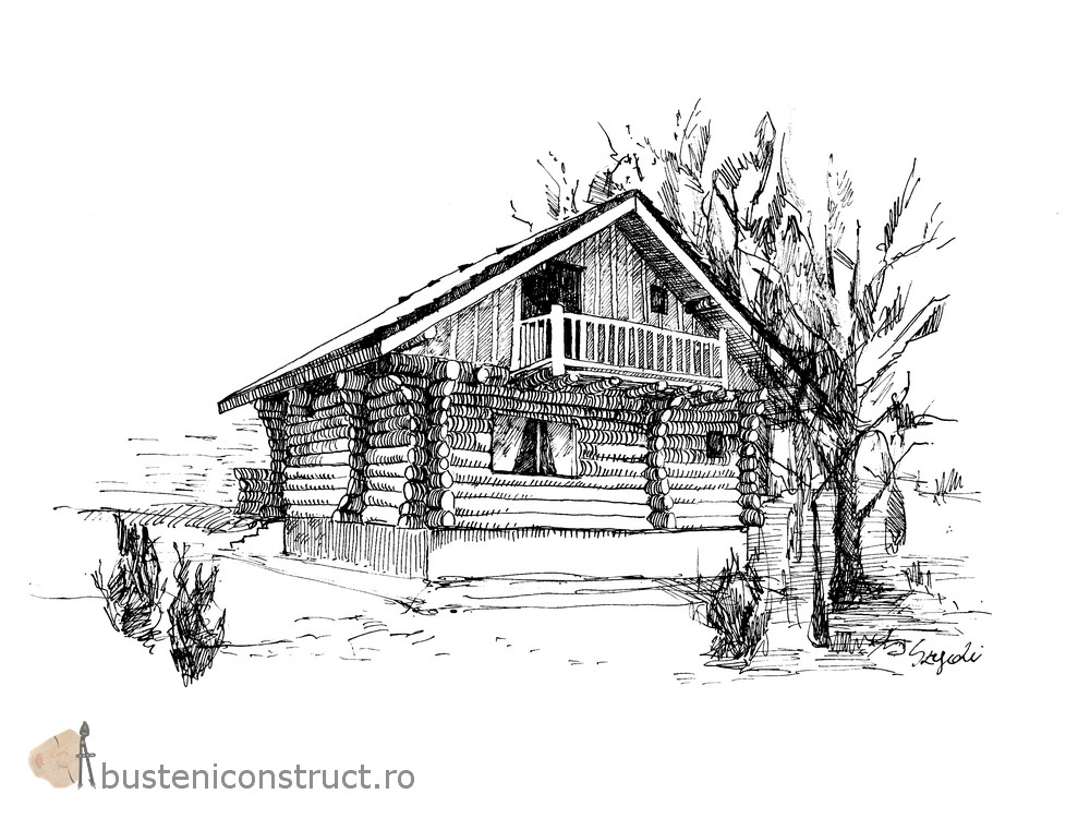 1000x750 Log Houses Projects, Wood Houses, Log Homes Builder, Log Construction - Log House Sketch