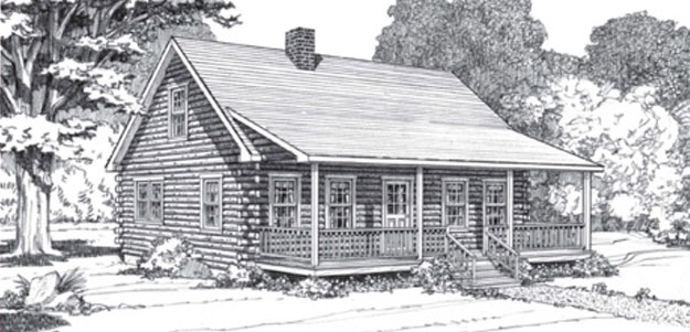 625x301 Maine Pine Log Homes - Log House Sketch