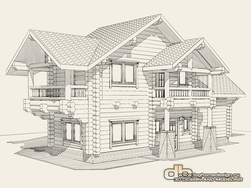 800x600 Prices For Log House Design And 3d Modeling Denissov Loghome Design - Log House Sketch