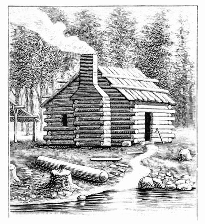 412x450 The History Reader - Log House Sketch
