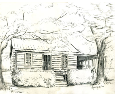 400x329 Log Cabin Sketch Flyoung Studio - Log House Sketch