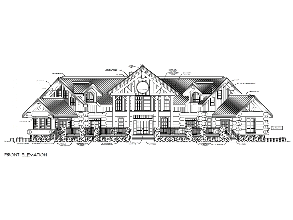 1024x768 Large Log House Luxury Package Gold Rush Plans Designs - Log House Sketch
