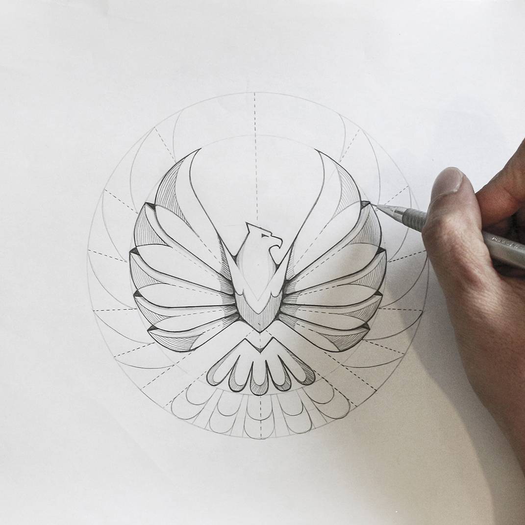 1071x1071 Eagle Logo Sketch Version - Log Sketch