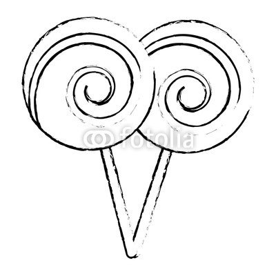 400x400 Two Lollipop Round Spiral Sweet With Stick Vector Illustration - Lollipop Sketch