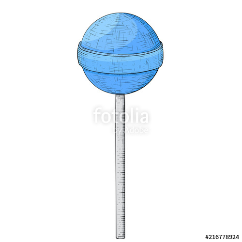 500x500 Blue Lollipop. Hand Drawn Sketch Stock Image And Royalty Free - Lollipop Sketch