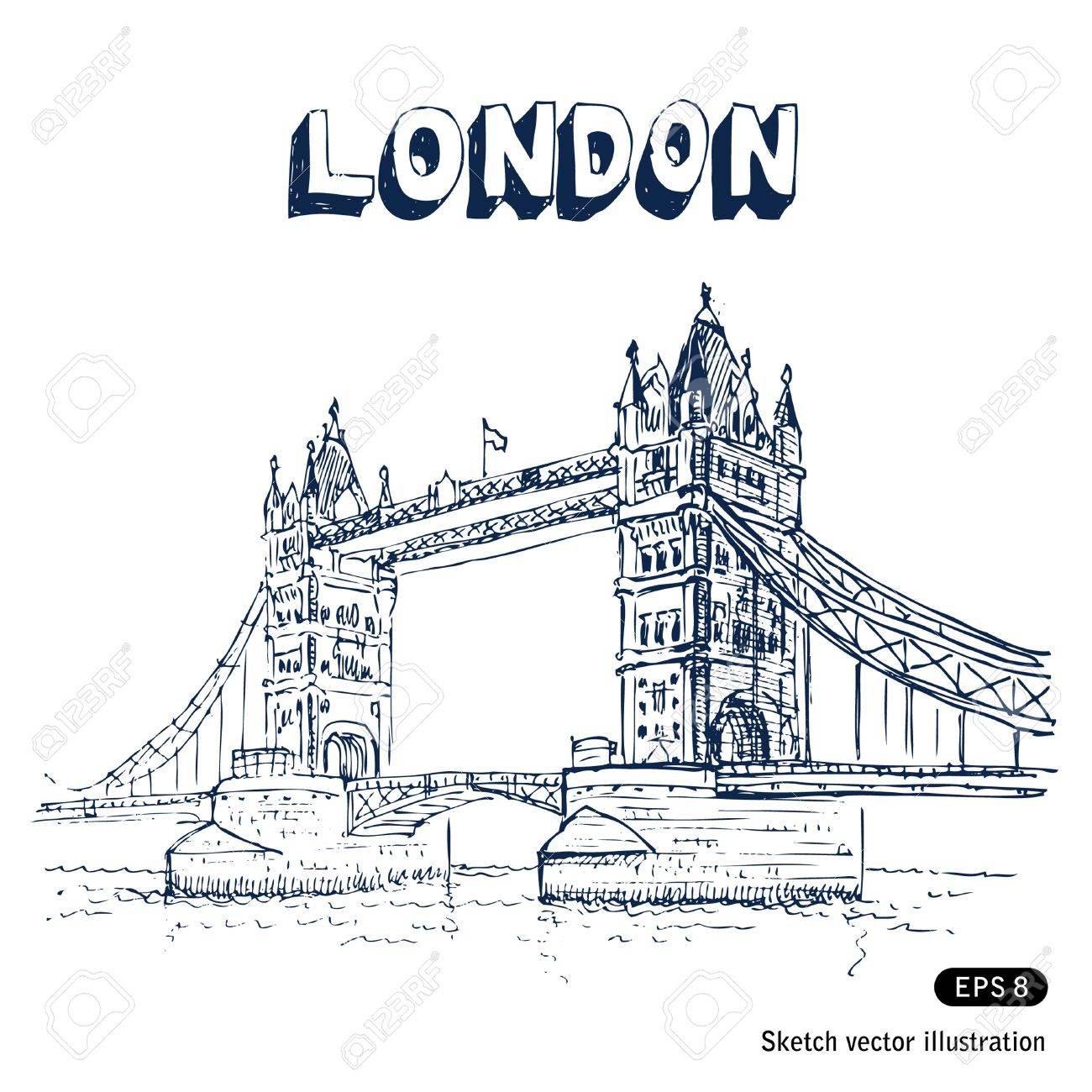 1300x1300 Tower Bridge Clipart London Sketch 5 - London Bridge Sketch