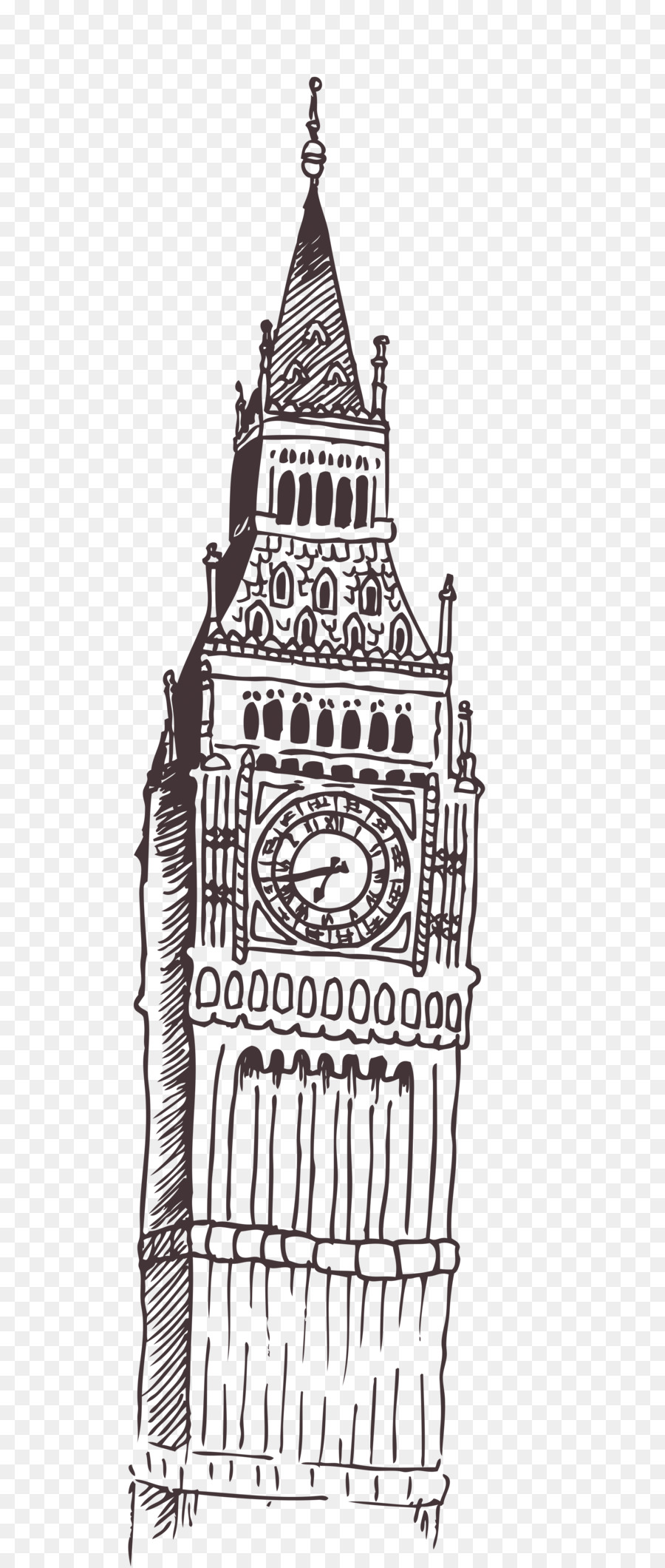 900x2120 Big Ben Tower Of London Computer File - London Clock Tower Sketch
