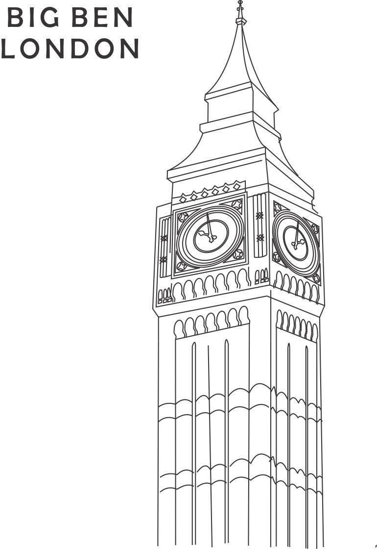 London Clock Tower Sketch at Explore collection of