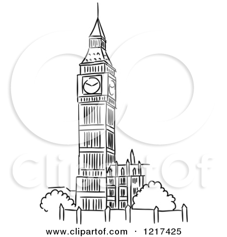 450x470 London Clock Tower Clipart - London Clock Tower Sketch