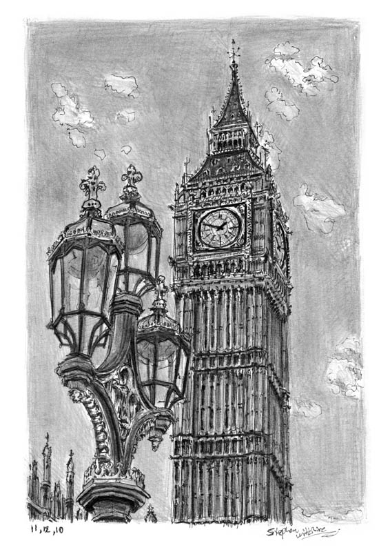 566x800 Big Ben - London Clock Tower Sketch