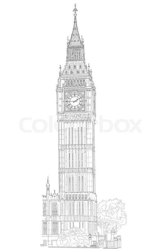 529x800 Sketch Of London Big Ben Tower. Vector Stock Vector Colourbox - London Clock Tower Sketch