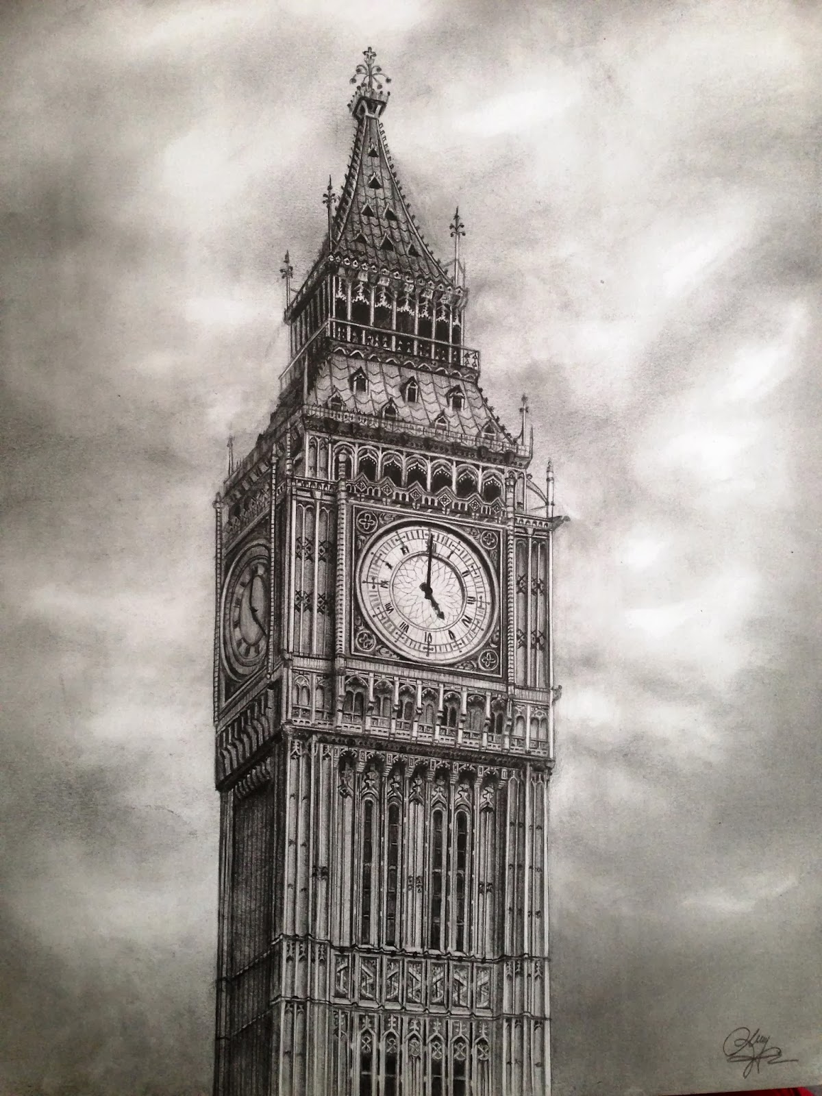 1200x1600 Big Ben - London Clock Tower Sketch