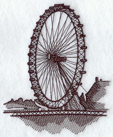 360x439 Machine Embroidery Designs - London Eye Sketch