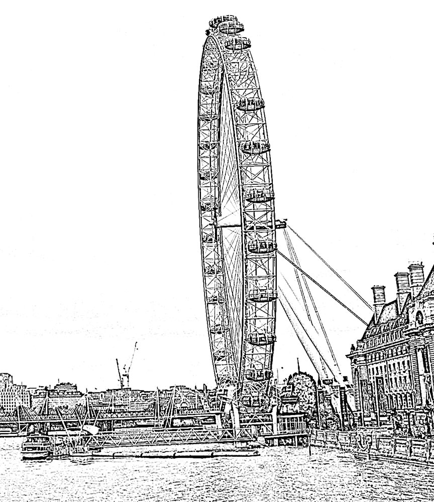 864x1000 Stock Pictures London Eye Sketches, Silhouettes And Illustrations - London Eye Sketch