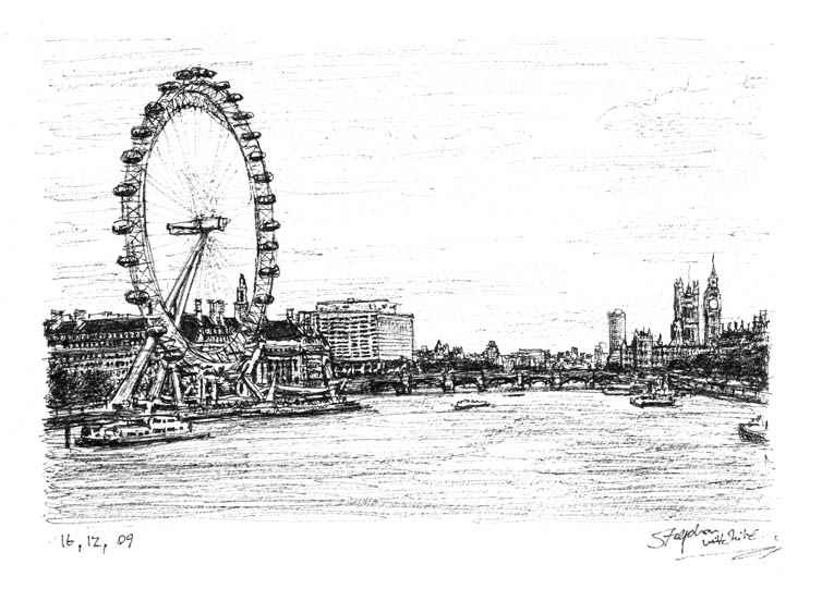 765x541 Birds Eye View Of London Eye And Houses Of Parliament - London Eye Sketch