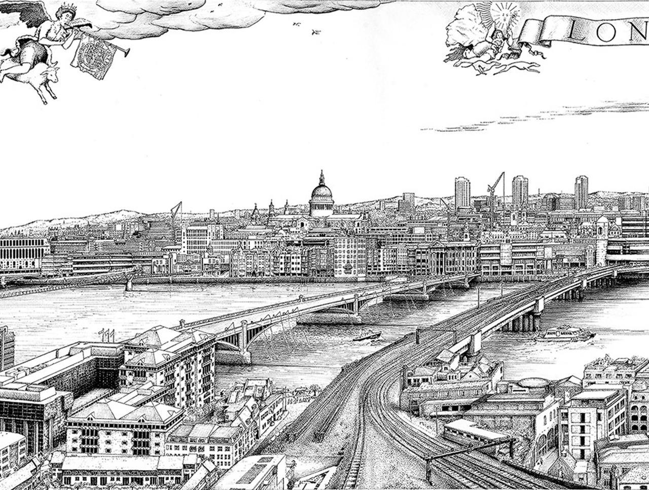 1280x967 What A Difference 400 Years Makes The London Skyline 1616 V 2016 - London Skyline Sketch