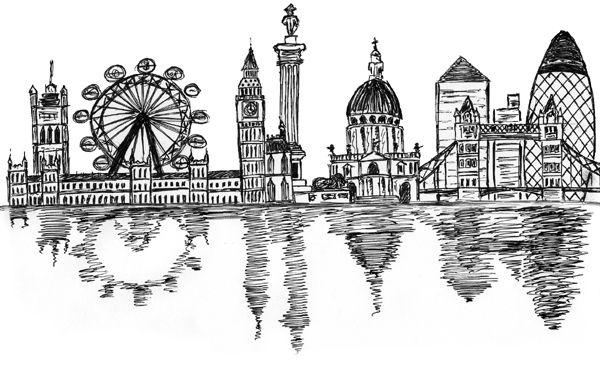 600x379 Sketches Of London Skyline Sketch By Mark45cmd Travel - London Skyline Sketch