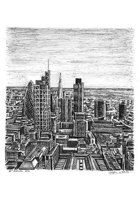 566x800 City Of London Skyline - London Skyline Sketch