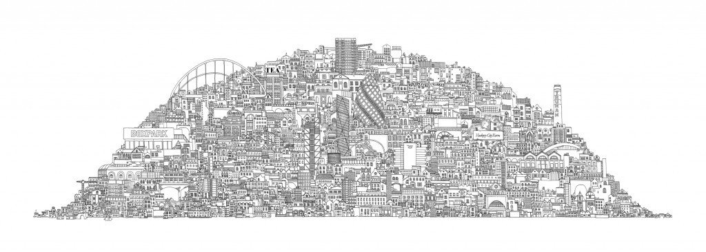 1024x366 East London Skyline We Built This City - London Skyline Sketch