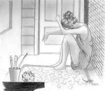 215x185 Inspiring Image Crying Girl, Lonely Girl, Pencil Sketch, Sad Girl - Lonely Girl Sketch