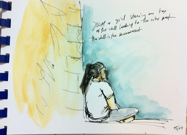 600x434 Sketch Of Lonely Girl - Lonely Girl Sketch