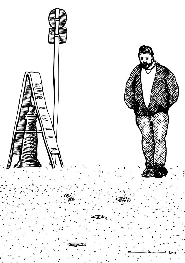 632x900 Lonely Man Drawing By Karl Addison - Lonely Man Sketch