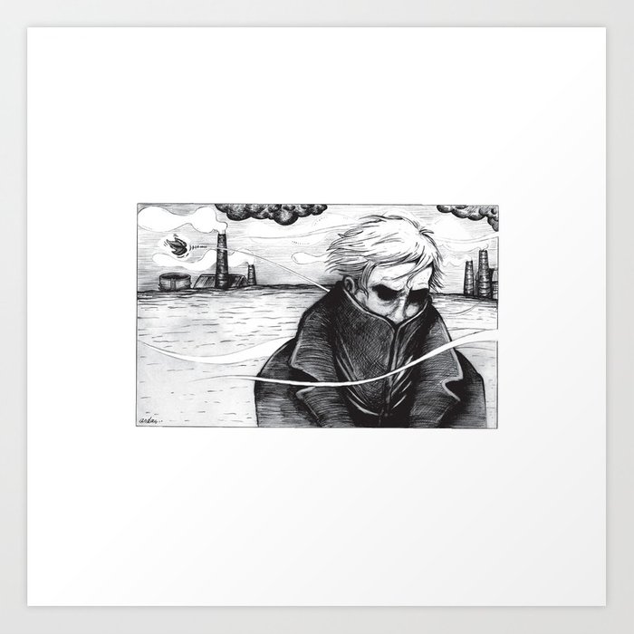 700x700 Lonely Man Art Print By Andacgursoy Society6 - Lonely Man Sketch