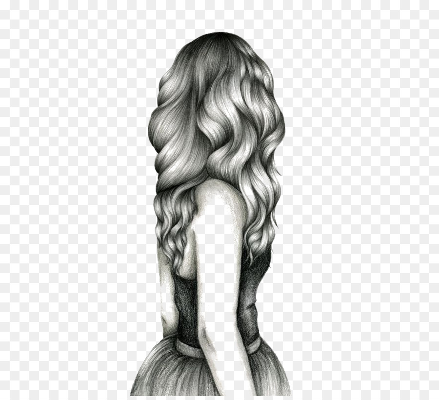 900x820 Drawing For Girls Hair Sketch - Long Sketch