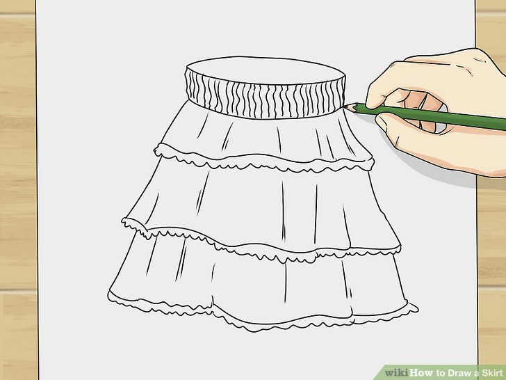 728x546 How To Draw A Skirt 6 Steps (With Pictures) - Long Skirt Sketch