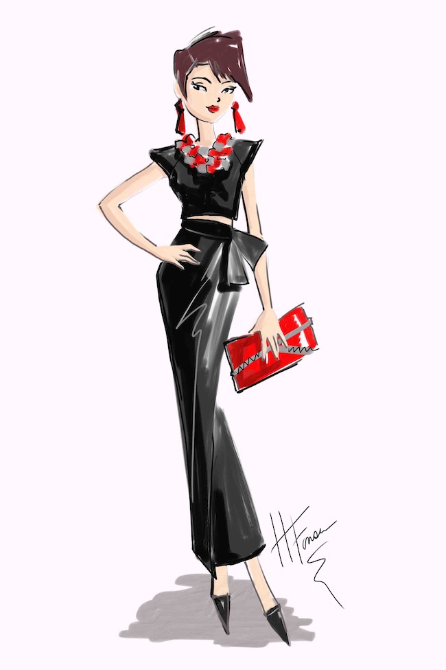 650x975 What To Wear With A Leather Skirt - Long Skirt Sketch