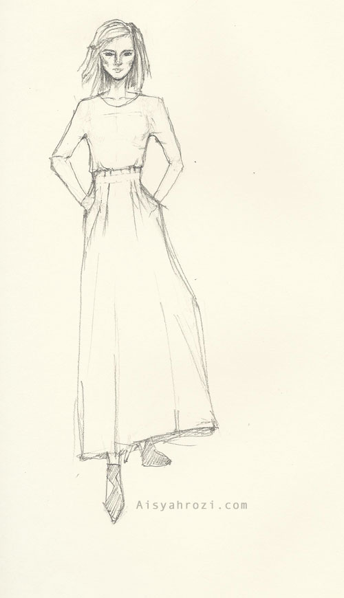 500x870 Sketches Aisyahrozi - Long Skirt Sketch