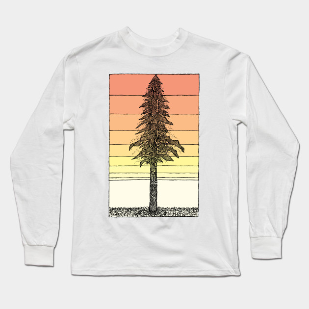 630x630 Coastal Redwood Sunset Sketch - Long Sleeve Shirt Sketch