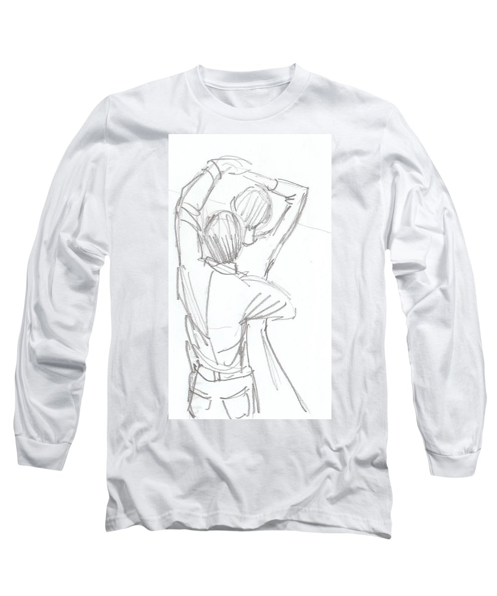 1000x1200 Dancing Couple Pencil Sketch Long Sleeve T Shirt For Sale By Mike Jory - Long Sleeve Shirt Sketch