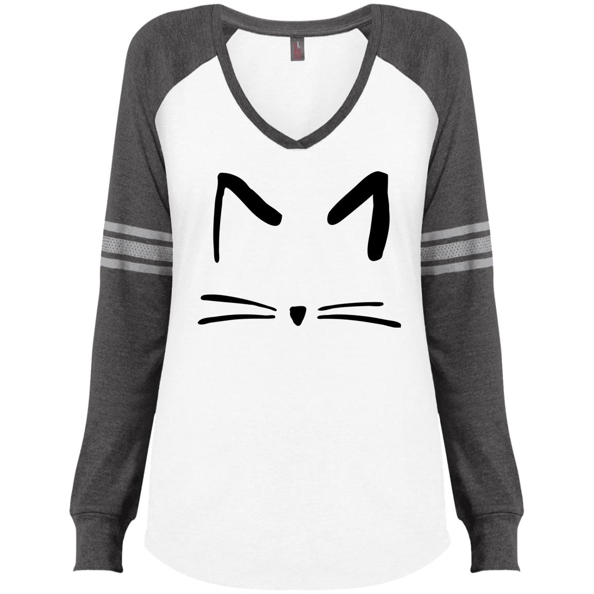 1155x1155 Cat Sketch Varsity V Neck Long Sleeve Shirt - Long Sleeve Shirt Sketch