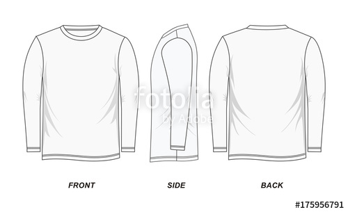 500x305 Sketch Shirt Long Sleeve White Vector Stock Image And Royalty - Long Sleeve Sketch