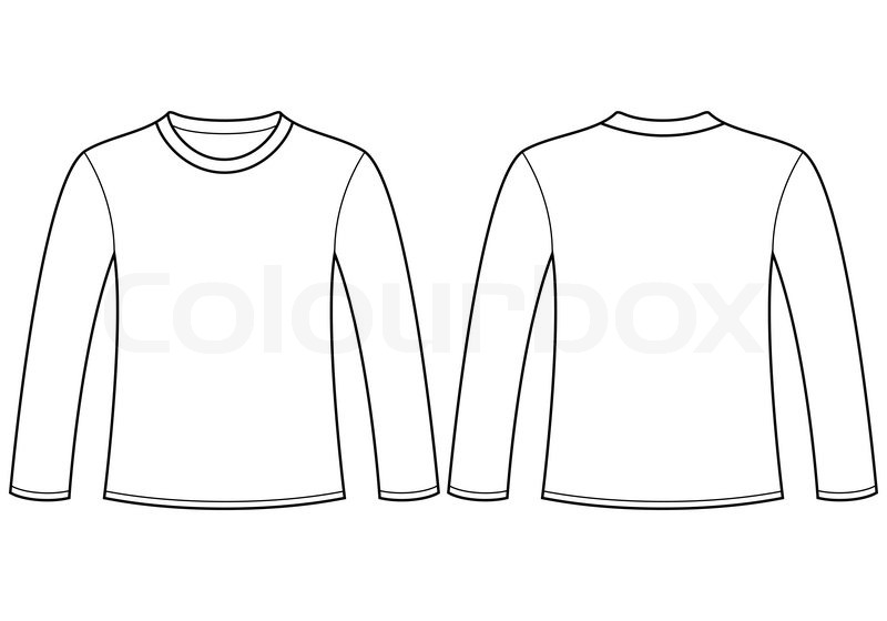 800x560 Long Sleeved T Shirt Template Stock Vector Colourbox - Long Sleeve T Shirt Sketch