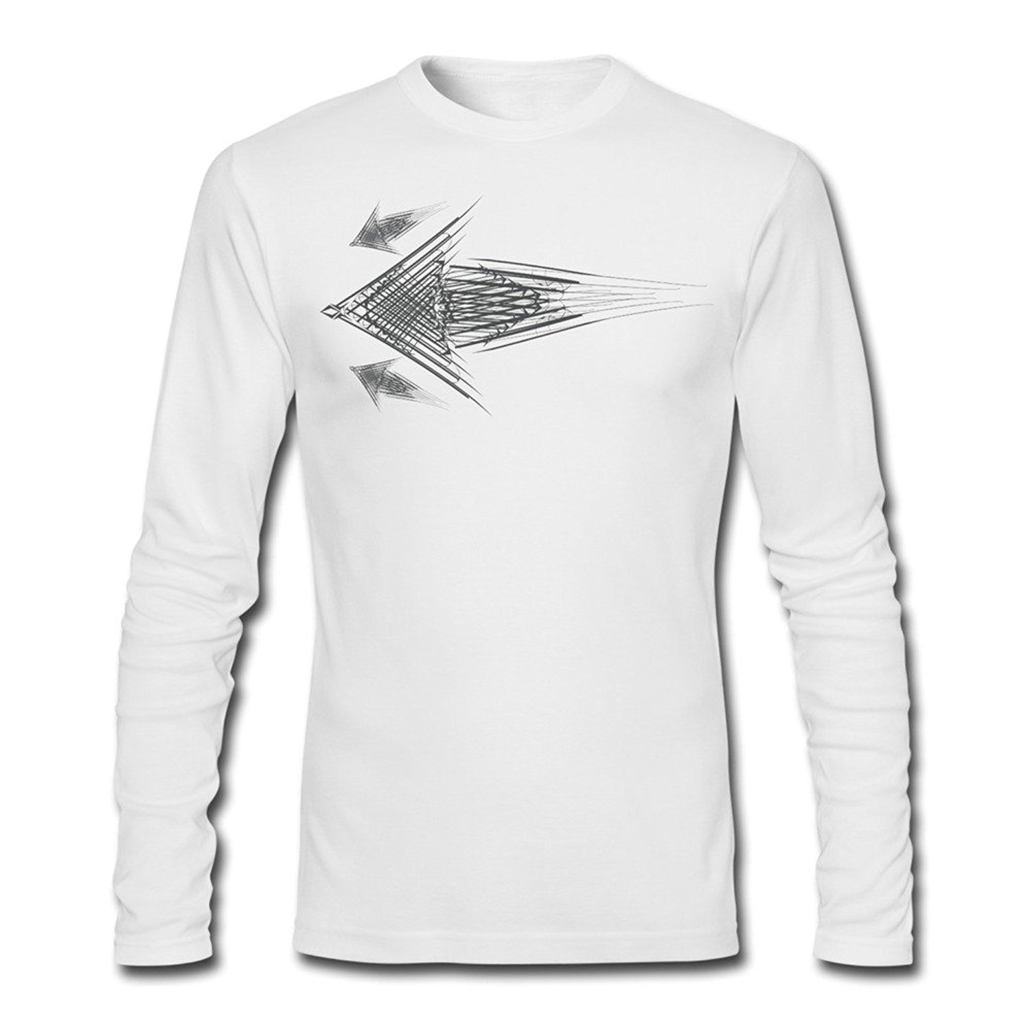 1500x1500 Men White Stylish Arrows Sketch Tshirt Long Sleeve Tee - Long Sleeve T Shirt Sketch