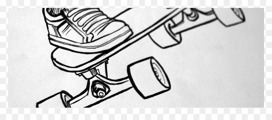 900x400 Line Art Sketch - Longboard Sketch