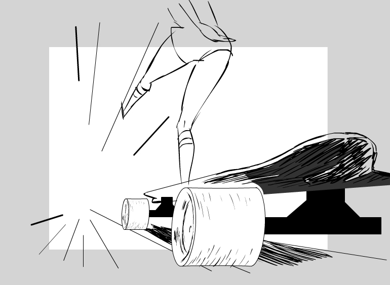770x563 The Girl On The Longboard - Longboard Sketch