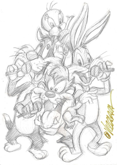 494x700 Looney Tunes Family - Looney Toons Sketches