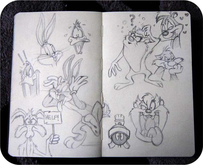 845x685 Looney Tunes Sketch Moleskine. Sarah Dickson - Looney Toons Sketches