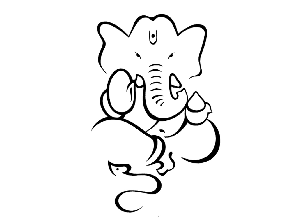 1024x768 Lord Ganesh Sketch Images Lord Ganesha Drawing Images At - Lord Ganesha Sketch