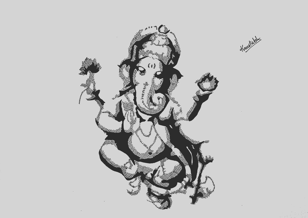 1063x752 Lord Ganesha Sketch By Kaustubh1605 - Lord Ganesha Sketch