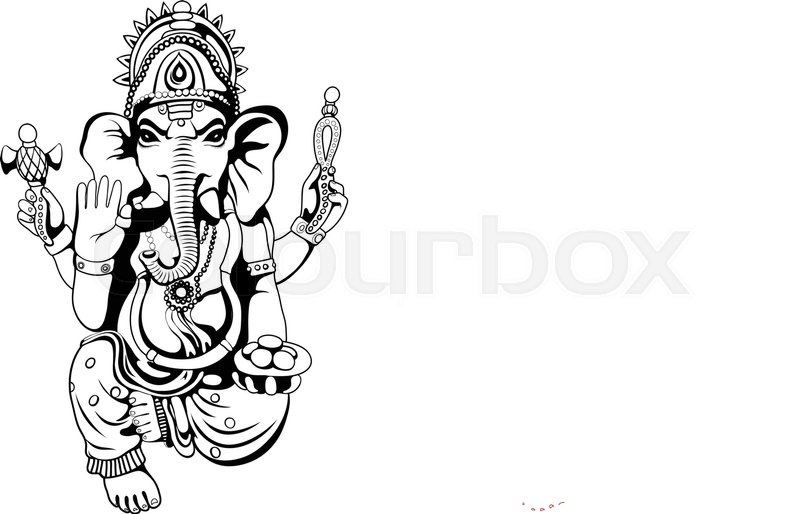 800x514 Lord Ganesha Sketch On A Background. Vector Eps 10 Stock Vector - Lord Ganesha Sketch