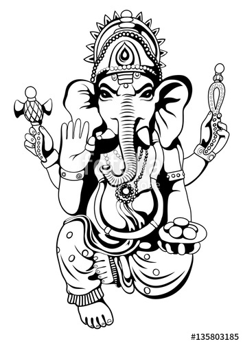 354x500 Lord Ganesha Sketch On A Background. Vector Stock Image And - Lord Ganesha Sketch
