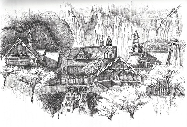600x406 Lord Of The Rings Architectural Sketches On Scad Portfolios - Lord Of The Rings Sketch