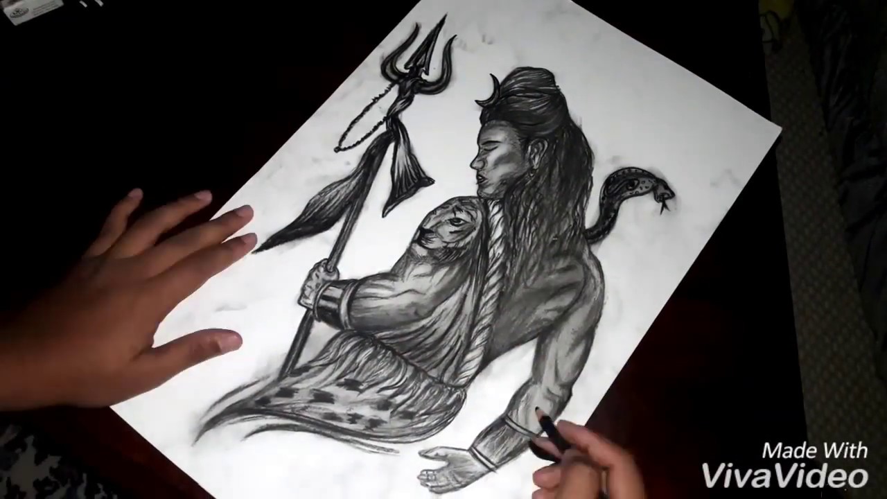 1280x720 Sketch Of Lord Shiva The Destroyer (By Charcoal) - Lord Shiva Sketch