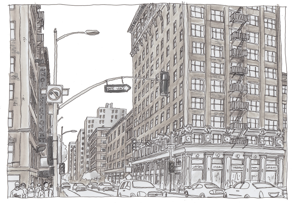 1024x712 Usa, Los Angeles, Downtown, Brockman Building Usa, Los - Los Angeles Sketch