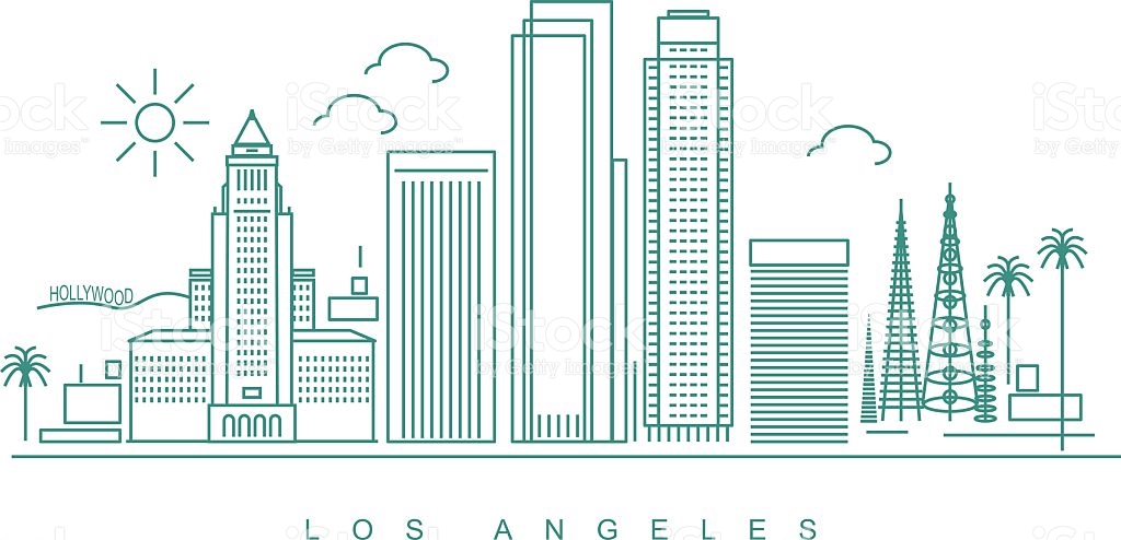 1024x494 Drawn Skyline Los Angeles - Los Angeles Skyline Sketch